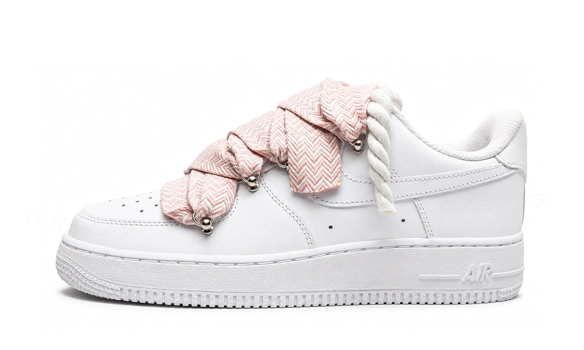 Nike Air Force 1 Low White Double Rope Laces Lanvin Pink