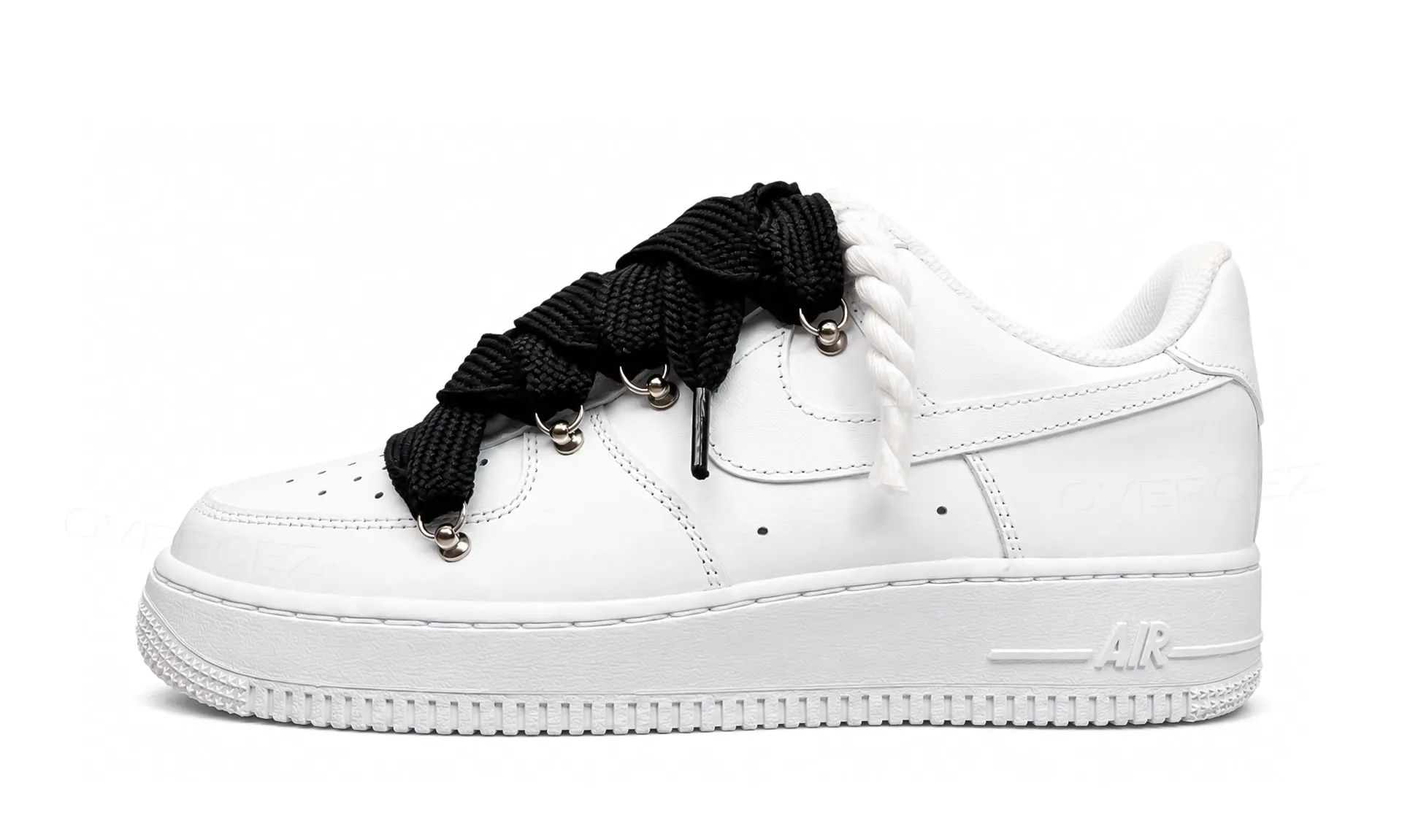 Nike Air Force 1 Low White Double Rope Laces Black | OVERCEZ